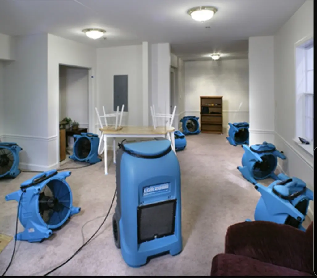 Air movers and dehumidifier setup for Water Extraction & Removal in North Whitehall